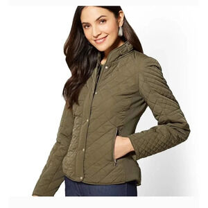 New York & Company Army Green Quilt Jacket